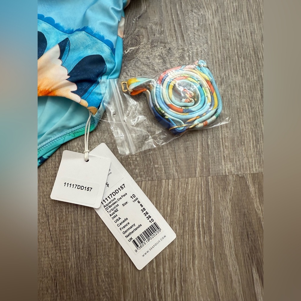 NWT Seafolly DD Bandeau One Piece - Aquarius US Size 6 - Picture 7 of 12